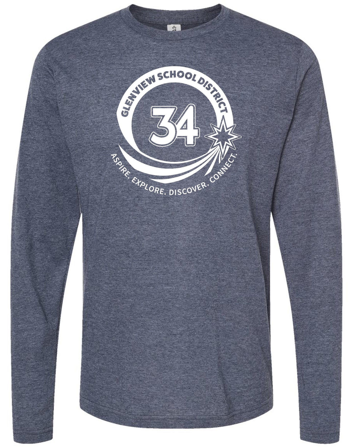 D34 Heather Navy Unisex Long Sleeve-DT8003