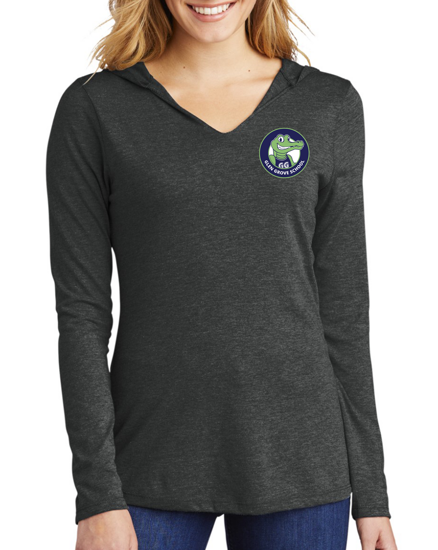 Glen Grove charcoal women long sleeve hoodie t-shirt