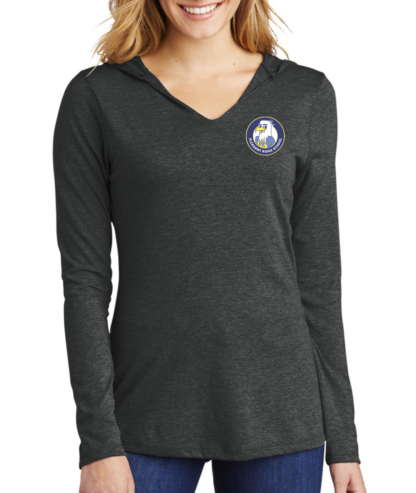 Pleasant Ridge charcoal women long sleeve hoodie t-shirt