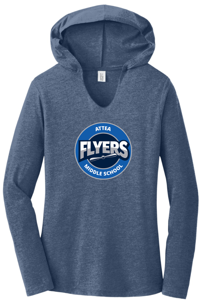 Attea blue women long sleeve hoodie t-shirt