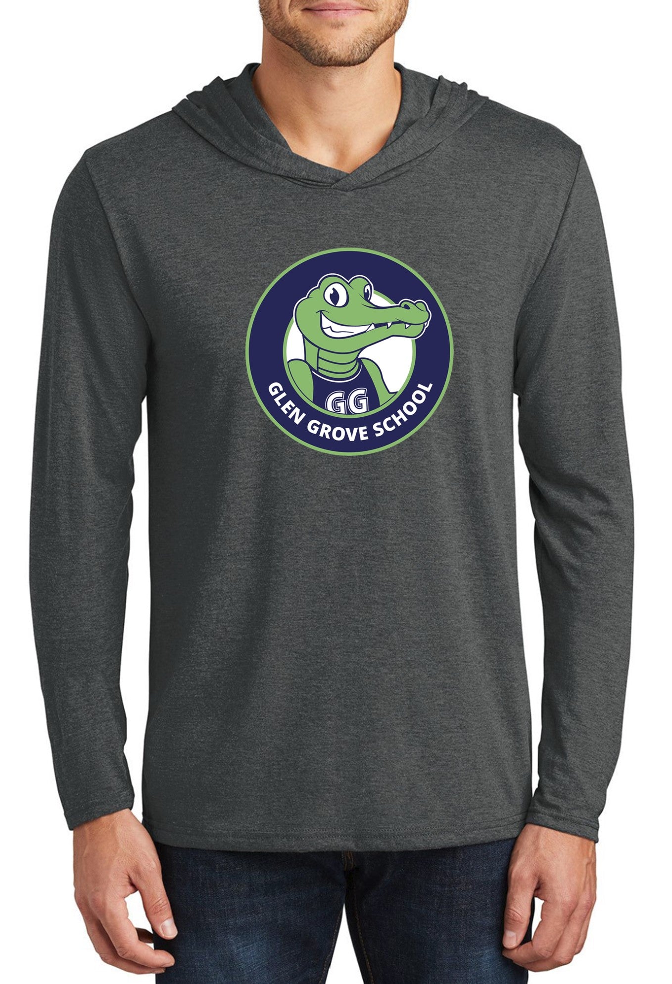 Glen Grove charcoal unisex long sleeve hoodie t-shirt