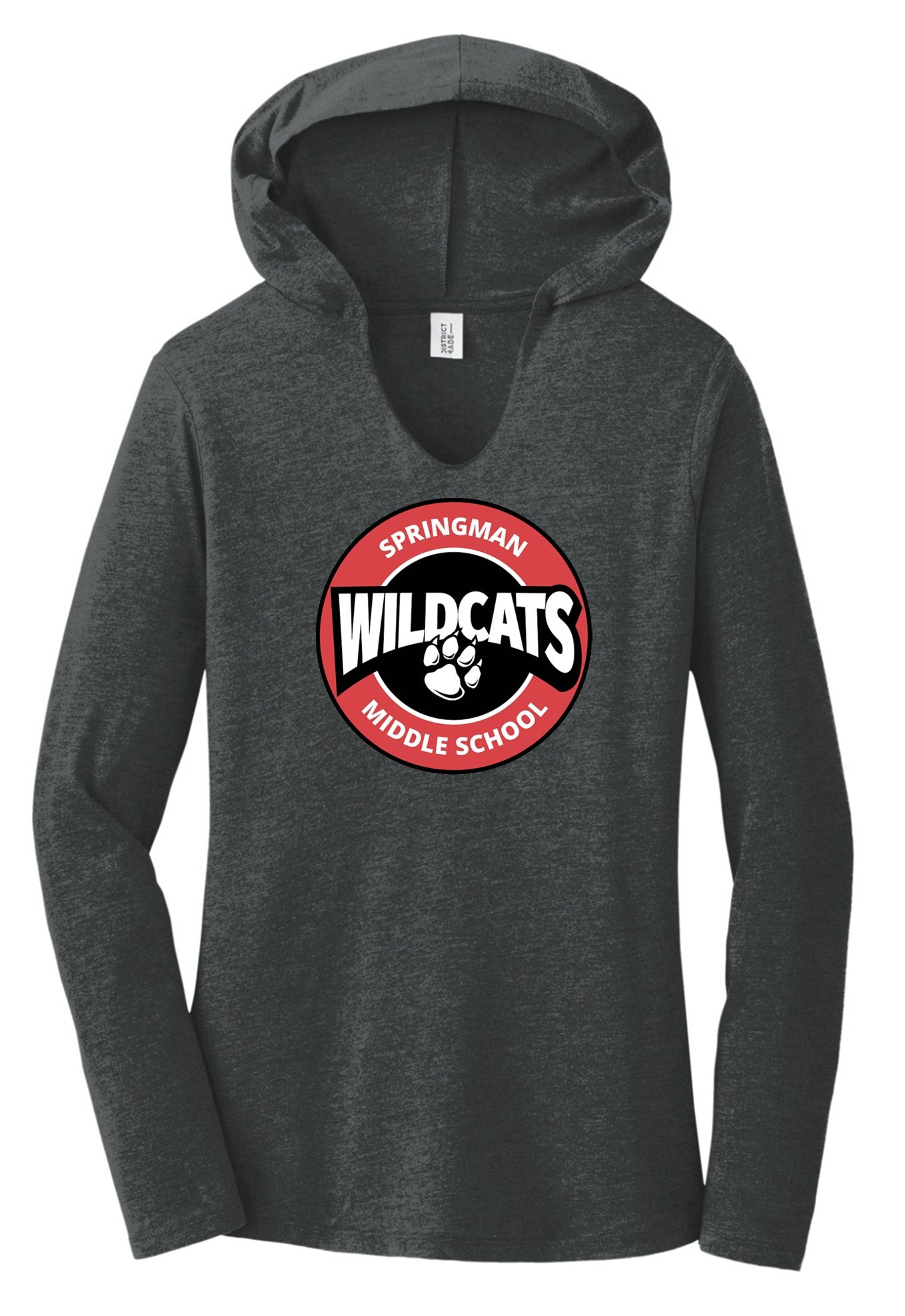 Springman women charcoal long sleeve hoodie t-shirt