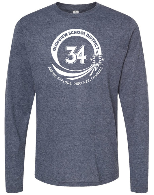 D34 Heather Navy Unisex Long Sleeve