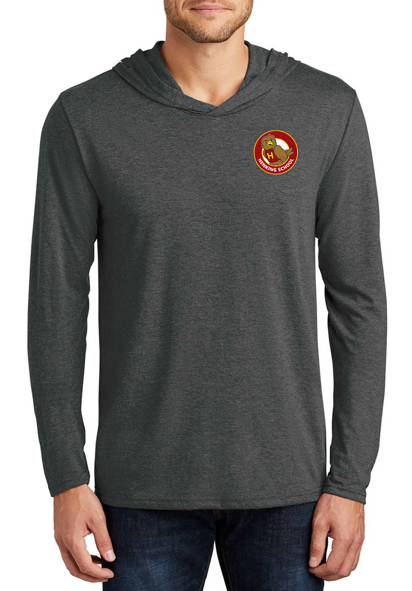 Henking charcoal unisex long sleeve hoodie t-shirt