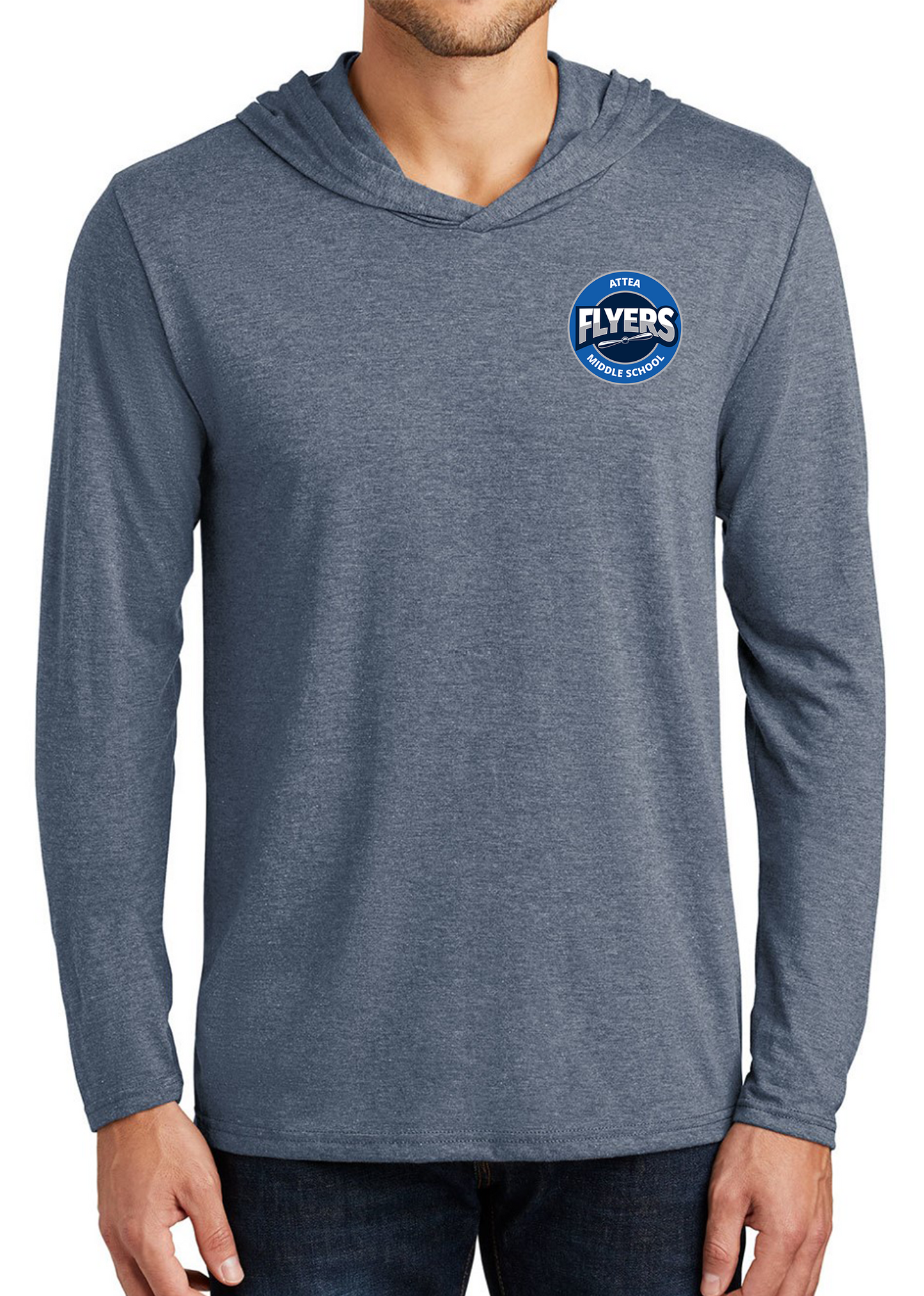 Attea blue unisex long sleeve hoodie t-shirt