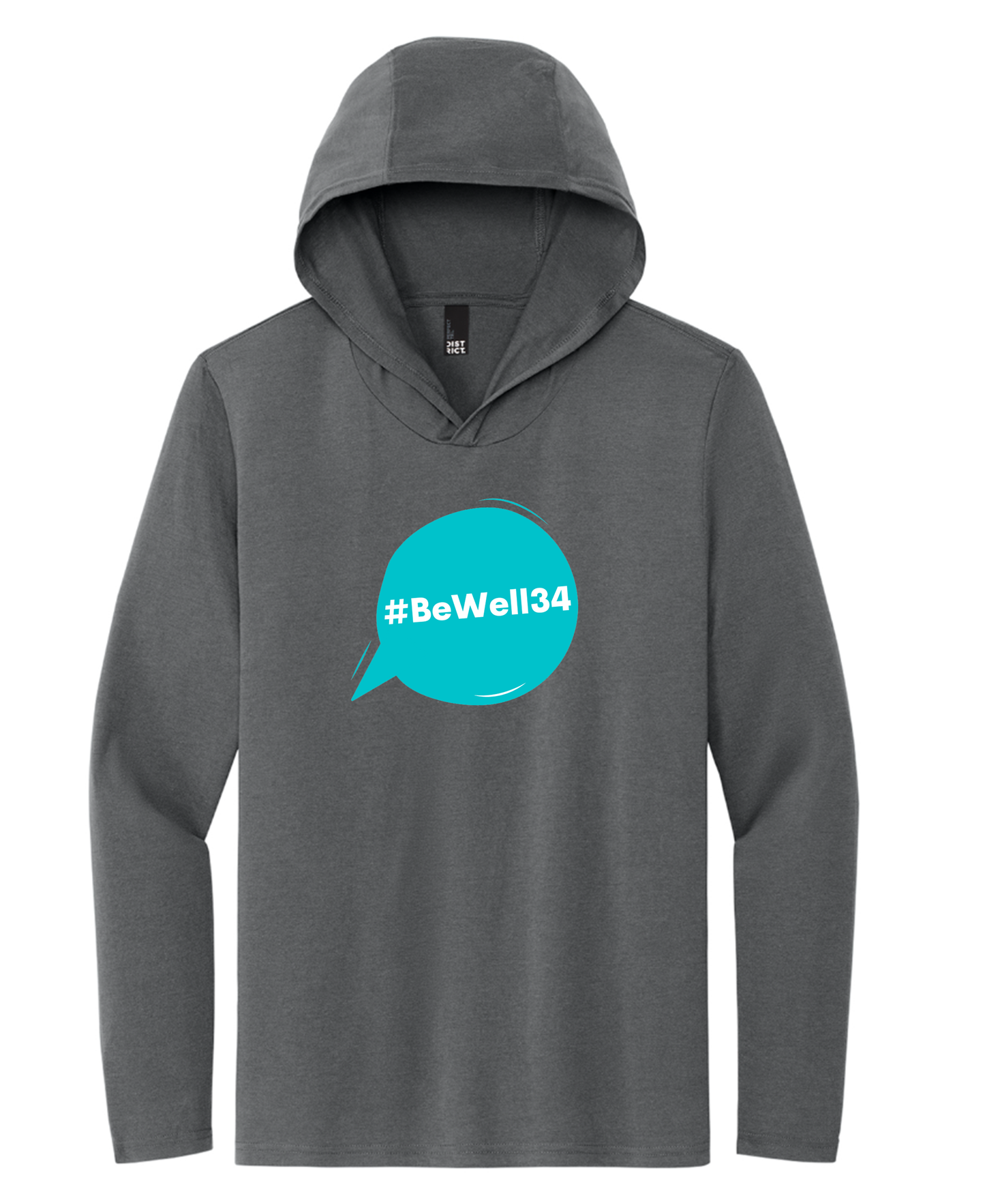 #BeWell34 Charcoal unisex long sleeve hoodie t-shirt