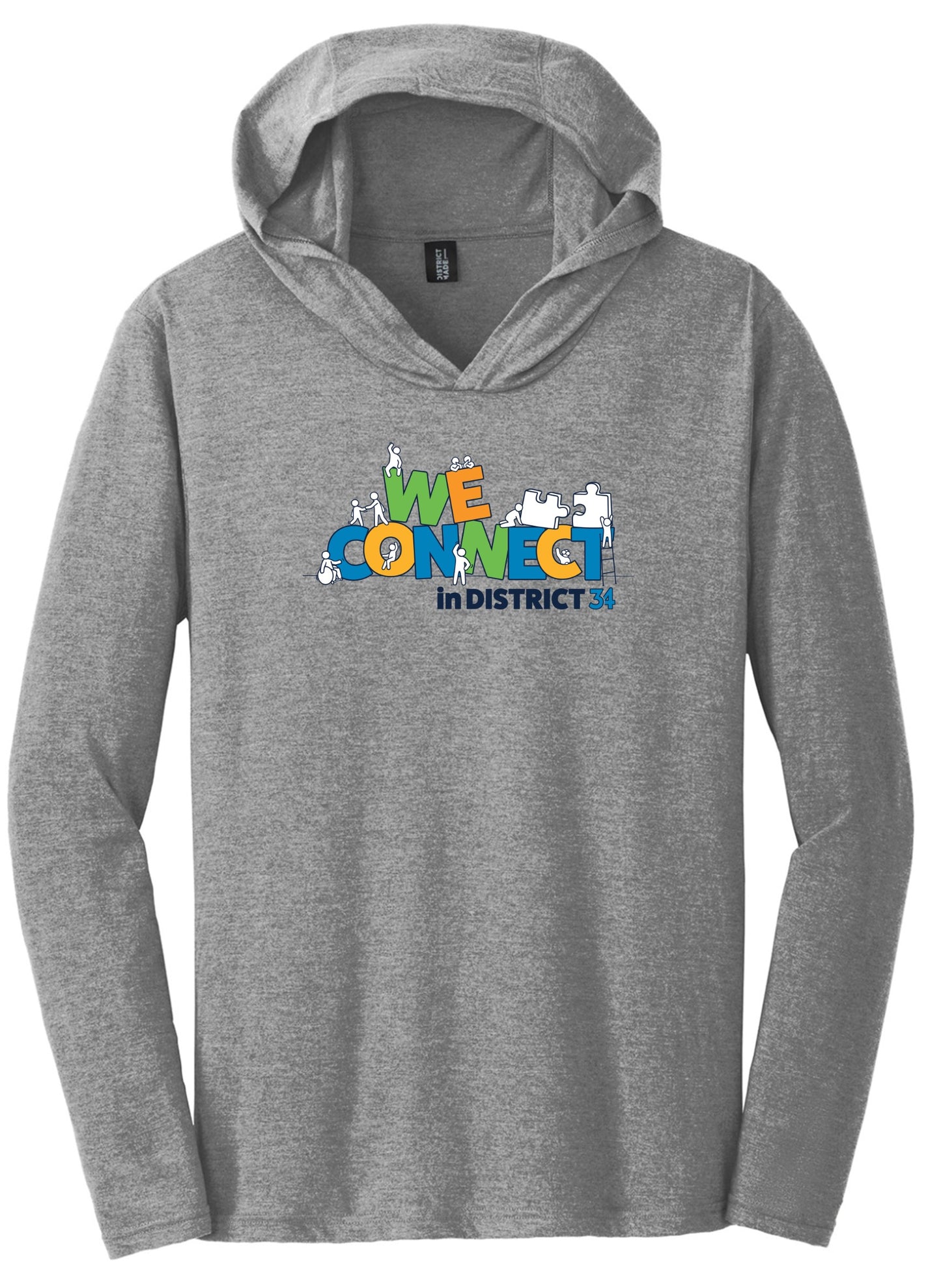 We connect grey unisex long sleeve hoodie t-shirt