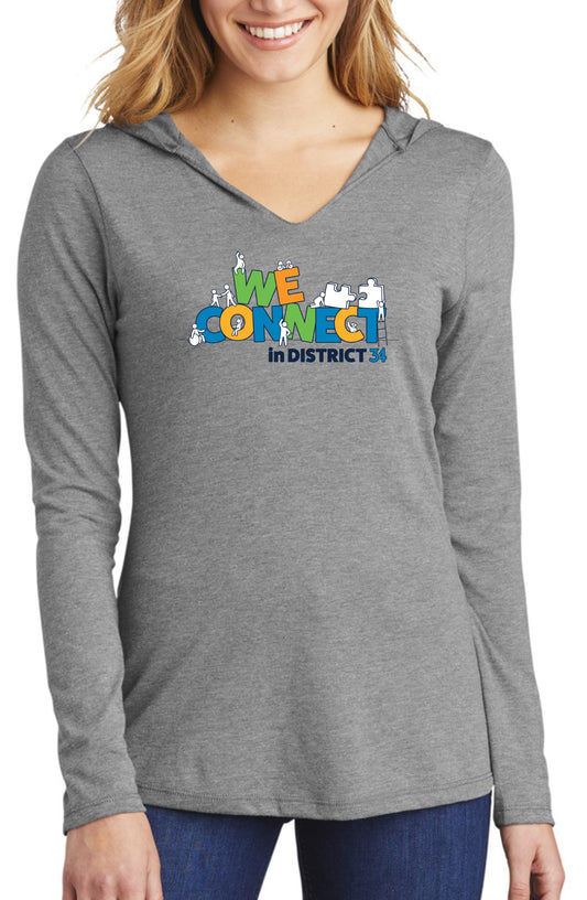 We connect grey women long sleeve hoodie t-shirt