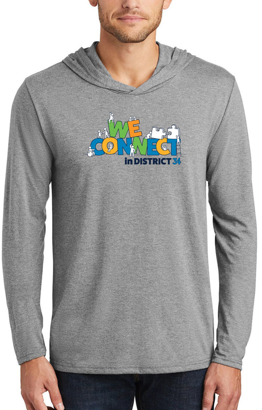 We connect grey unisex long sleeve hoodie t-shirt